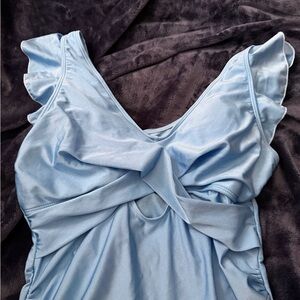 Light Blue Ruffled Swimsuit
